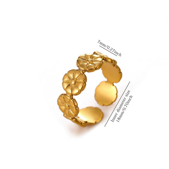 Titanium Steel Goldplated Open Ring With Starfish Design And Zircon Accents For Women