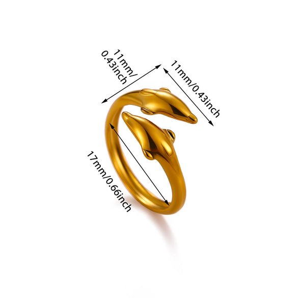 Titanium Steel Goldplated Open Ring With Starfish Design And Zircon Accents For Women