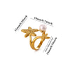 Titanium Steel Goldplated Open Ring With Starfish Design And Zircon Accents For Women
