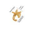 Titanium Steel Goldplated Open Ring With Starfish Design And Zircon Accents For Women