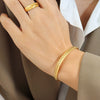 316L Stainless Steel Goldplated Personality Ring And Wheat Bracelet Jewelry With Colorfree Opening Design
