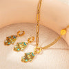 Titanium Steel Goldplated Personality Spliced Palm Eyes Cut Out Necklace And Earrings Set