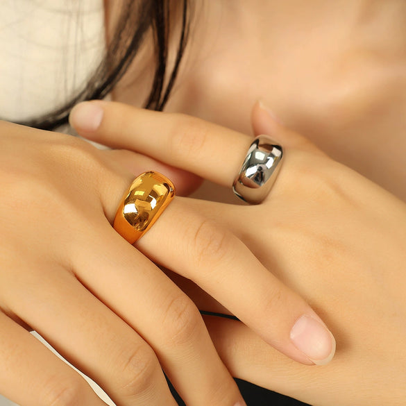 316L Stainless Steel Goldplated U Shape Fashion Ring Jewelry For Women