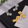 316L Stainless Steel Goldplated Women's Earrings With Geometric Hammer Pattern And Irregular Petal Stitching Design