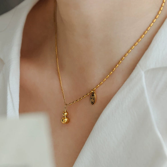 Titanium Steel Gourd Necklace For Women Electroplated