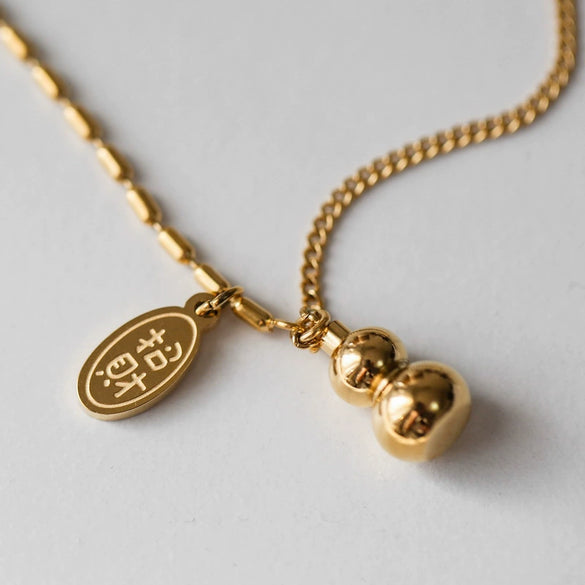 Titanium Steel Gourd Necklace For Women Electroplated