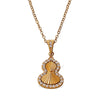 316L Stainless Steel Gourd Pendant Necklace With Flower Design For Women Electroplated Light Luxury Style