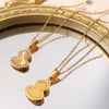 316L Stainless Steel Gourd Pendant Necklace With Flower Design For Women Electroplated Light Luxury Style