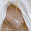 Titanium Steel Greeneyed Snake Minimalistic Style Gold Plated Necklace With Geometric And Cartoon Patterns