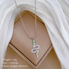 Titanium Steel Greeneyed Snake Minimalistic Style Gold Plated Necklace With Geometric And Cartoon Patterns