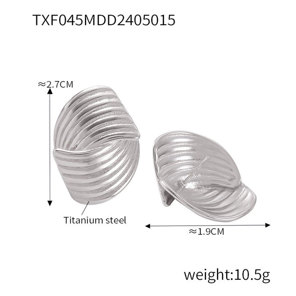 Titanium Steel Hand Polished Electroplated Line Pattern Women's Earrings Simple Design