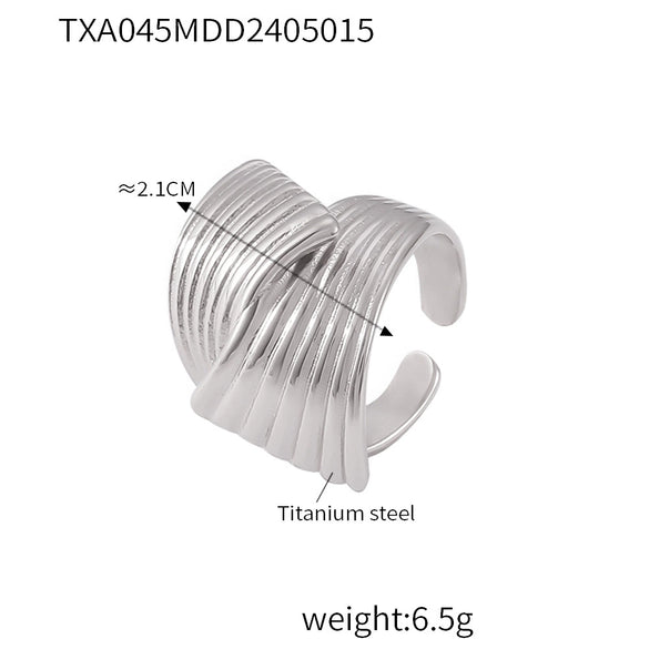 Titanium Steel Hand Polished Electroplated Line Pattern Women's Earrings Simple Design