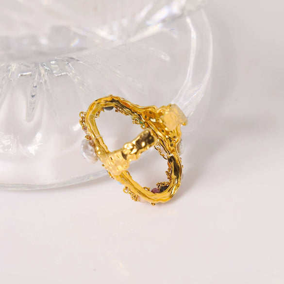 Titanium Steel Handmade Geometric Open Ring For Women