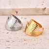 Titanium Steel Handpolished Jewelry Set With Multilayer Texture Scalloped Striped Cross Geometric Style