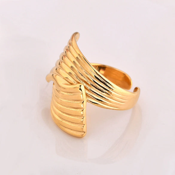 Titanium Steel Handpolished Jewelry Set With Multilayer Texture Scalloped Striped Cross Geometric Style