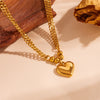 Titanium Steel Heart And Round Pattern Love Jewelry Set Necklace And Bracelet Electroplating Style For Women