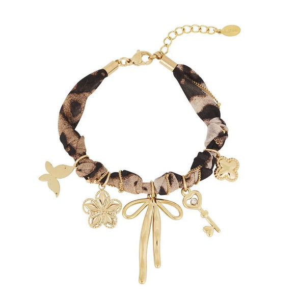 Titanium Steel Heart Bow Pendant Necklace And Bracelet With Electroplating