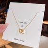 Titanium Steel Heart Double Ring Clavicle Necklace For Women Light Luxury Niche Design