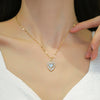 Titanium Steel Heart Full Diamond Real Gold Electroplated Light Luxury Style Women's Necklace With Geometric Pattern