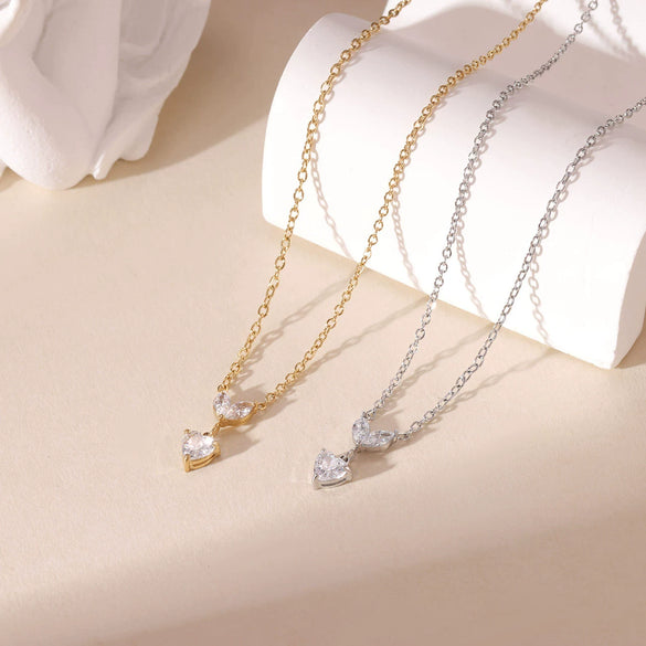 Titanium Steel Heart Geometric Pendant Electroplating O Word Chain Women's Necklace