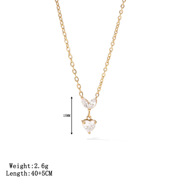 Titanium Steel Heart Geometric Pendant Electroplating O Word Chain Women's Necklace