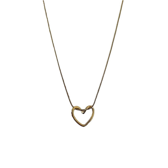 Titanium Steel Heart Hollow Pendant Women's Snake Bone Chain Necklace With Electroplating Design