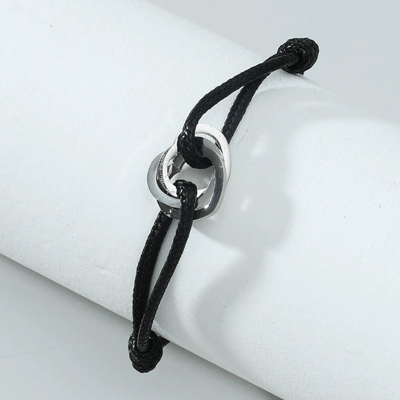 Titanium Steel Heart Pattern Hollow Three Heart Love Unisex Couple Adjustable Hand Rope Bracelet