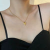 Titanium Steel Heart Pattern Snake Bone Ball Chain Necklace For Women Light Luxury Niche Design Electroplated