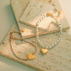 Titanium Steel Heart Pendant Bracelet With Geometric Pattern 18K Goldplated For Women