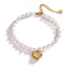 Titanium Steel Heart Pendant Bracelet With Geometric Pattern 18K Goldplated For Women