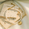 Titanium Steel Heart Pendant Bracelet With Geometric Pattern 18K Goldplated For Women