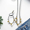 Titanium Steel Heart Pendant Necklace And Bracelet Set Electroplated Fashion Style