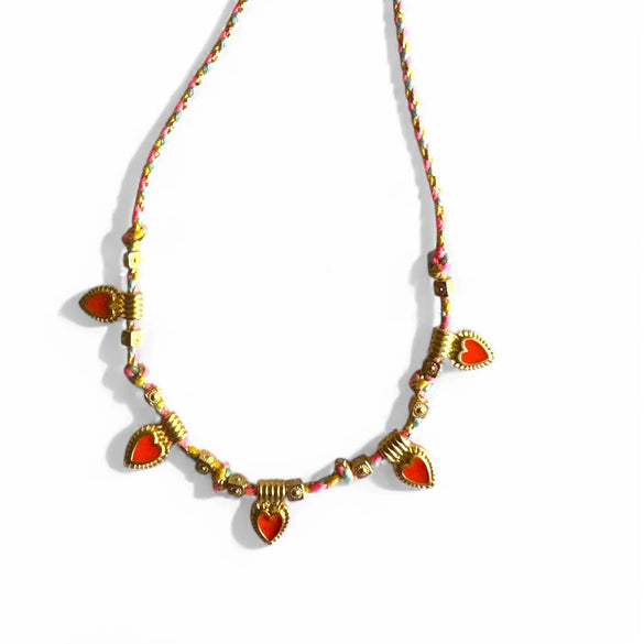 Titanium Steel Heart Pendant Necklace And Bracelet Set Electroplated Fashion Style