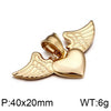 Titanium Steel Heart Pendant Necklace With Angel Wings And Electroplating Process
