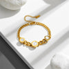 Titanium Steel Heart Pendant Women's Cartoon Style Electroplated Bracelet