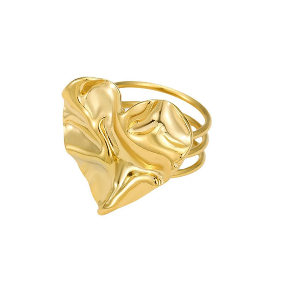 Titanium Steel Heart Pleated Ring Electroplated Love Styling Women's Accessories