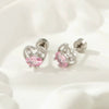 Titanium Steel Heart Rabbit Earrings With Zirconia For Women