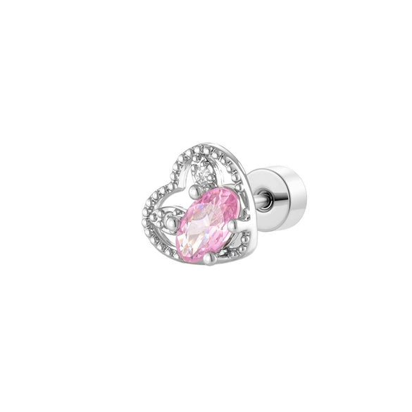 Titanium Steel Heart Rabbit Earrings With Zirconia For Women