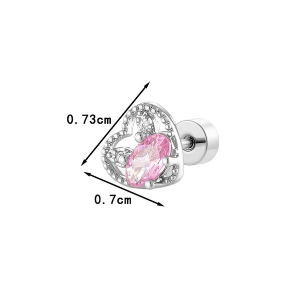 Titanium Steel Heart Rabbit Earrings With Zirconia For Women