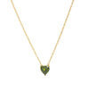 Titanium Steel Heart Shape Birthstone Pendant Necklace Electroplated O Word Chain Unisex