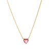 Titanium Steel Heart Shape Birthstone Pendant Necklace Electroplated O Word Chain Unisex