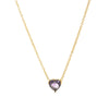 Titanium Steel Heart Shape Birthstone Pendant Necklace Electroplated O Word Chain Unisex