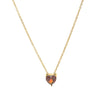 Titanium Steel Heart Shape Birthstone Pendant Necklace Electroplated O Word Chain Unisex