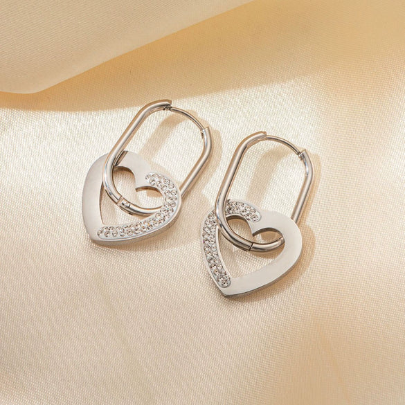 Titanium Steel Heart Shape Electroplated Earrings Love Pendant Fashion Unisex Jewelry