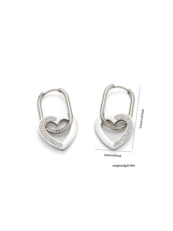 Titanium Steel Heart Shape Electroplated Earrings Love Pendant Fashion Unisex Jewelry