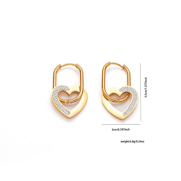 Titanium Steel Heart Shape Electroplated Earrings Love Pendant Fashion Unisex Jewelry
