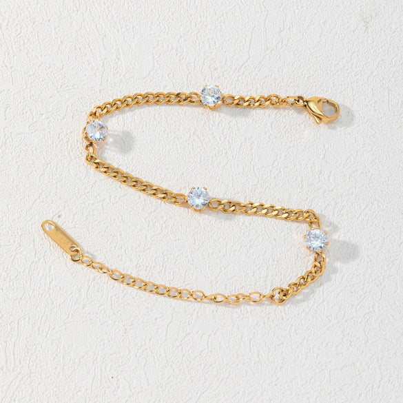 Titanium Steel Heart Shape Electroplated Women's Jewelry Bracelet With Zircon And Pearl