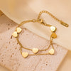 Titanium Steel Heart Shape Electroplated Women's Jewelry Bracelet With Zircon And Pearl