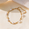 Titanium Steel Heart Shape Electroplated Women's Jewelry Bracelet With Zircon And Pearl