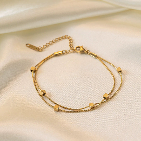 Titanium Steel Heart Shape Electroplated Women's Jewelry Bracelet With Zircon And Pearl